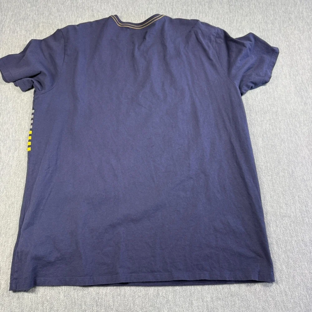 True Religion Shirt Mens 3XL Blue Stripe Graphic Short Sleeve Buddha Crew Neck T